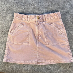 American Eagle Corduroy Mini Skirt Size 4 Mauve Pink A-Line High Rise Stretch